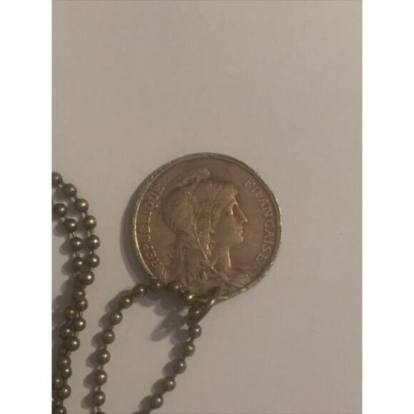 1916 France 5 COIN PENDANT French Antique Circulated Great Gift! 20” Necklace - Picture 5 of 5